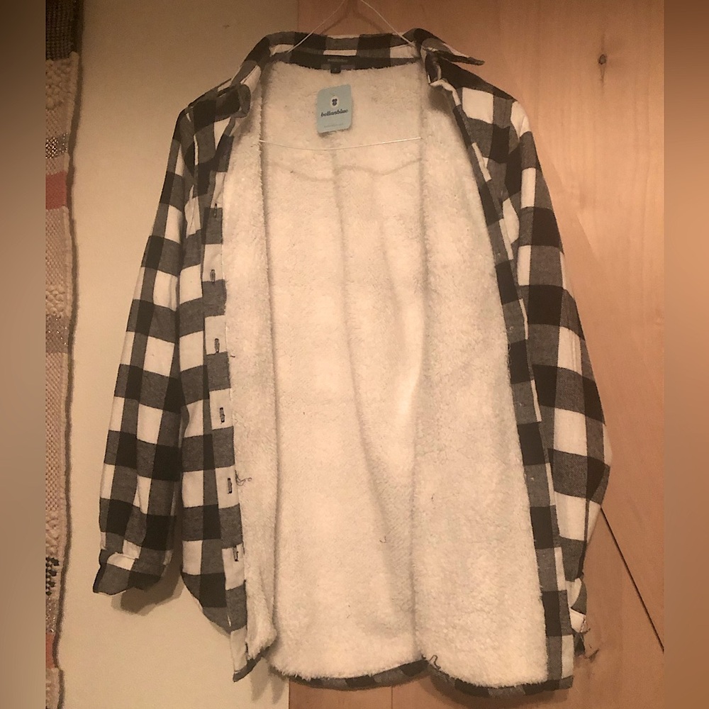 Bellanblue Sherpa Lined Plaid Jacket Shacket - Picture 2 of 5